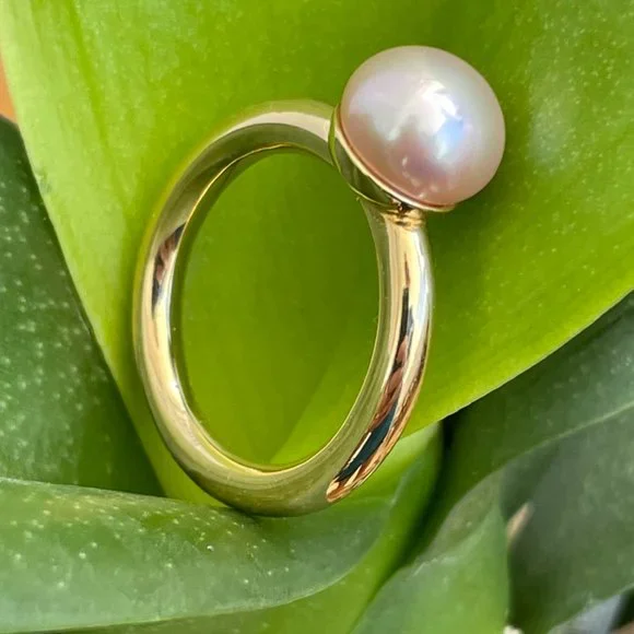Tiffany & Co Iridesse Solid Gold 18K Pink Pearl Ring size 6 in mint condition - Picture 4 of 10